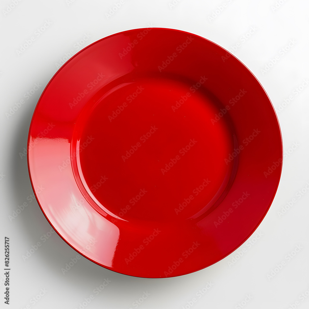 Red Dinner plate top view mock up isolated on white background Red Dinner plate top view mock up isolated on white background