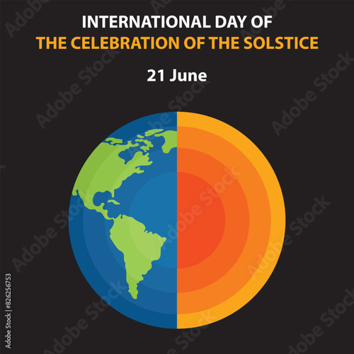 illustration vector graphic of half the earth and the sun, perfect for international day, the celebration of the solstice, celebrate, greeting card, etc.