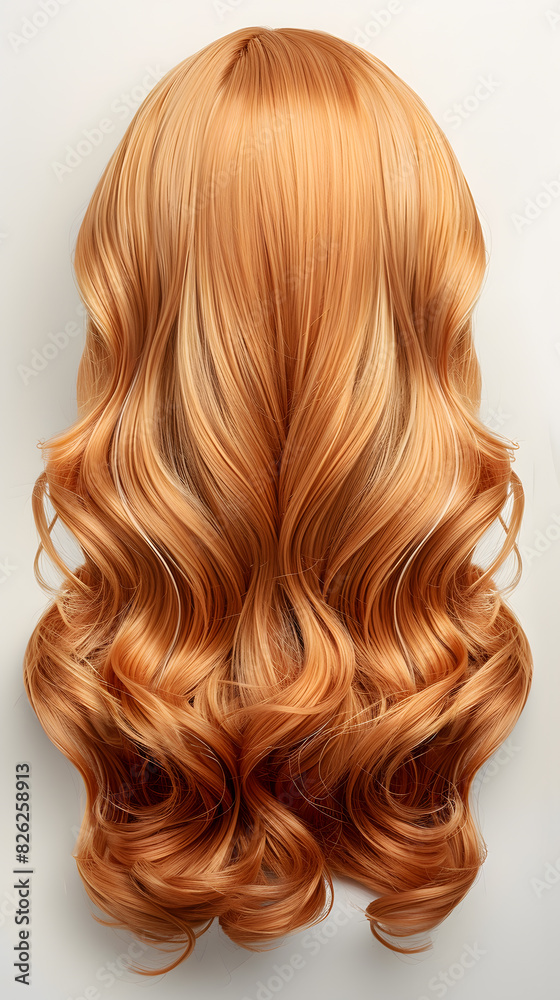 Fototapeta premium Natural looking long hair cut blonde wig isolated on white background