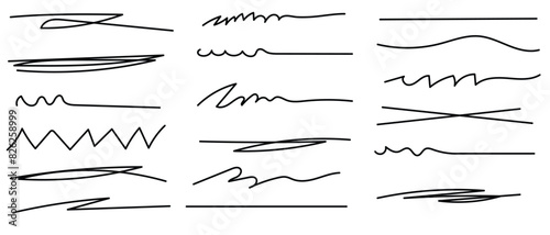 Line marker stroke underline. Marker highlight brush effect. Handwriting vector brush underline stroke set for accent, text highlight element. vector illustration.  photo