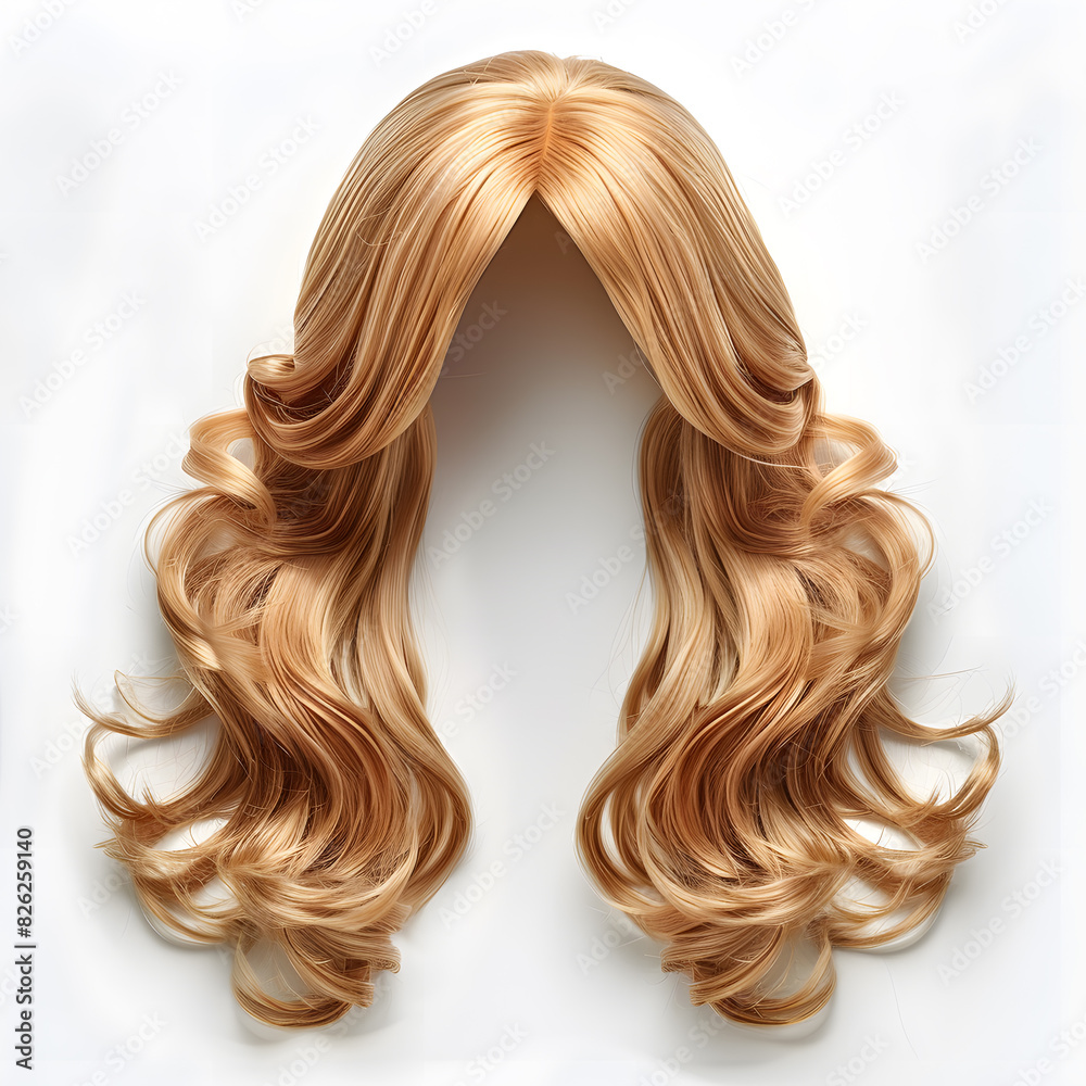Naklejka premium Natural looking long hair cut blonde wig isolated on white background
