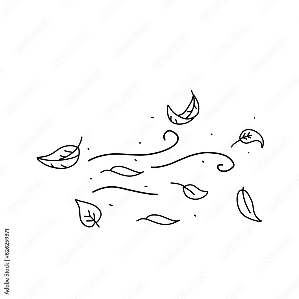 Obraz premium Leaf wind doodle