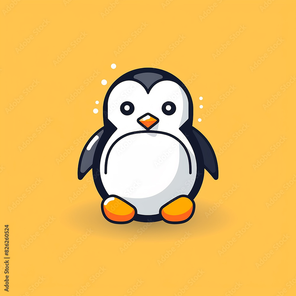 Naklejka premium Cuddly_Penguin_Modern_Line_Icon_Vector_Line