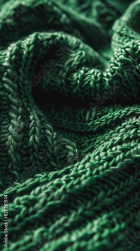 green knitted sweater closeup. © Yahor Shylau 