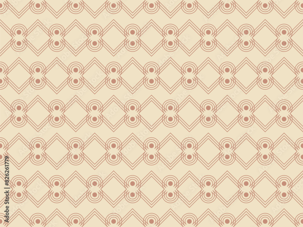 Vintage seamless pattern in geometric linear style. Beige retro pattern in boho style. Design for wallpaper, wrapping paper and banners. Vector illustration