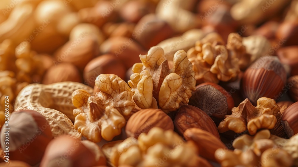 Obraz premium mixture of nuts close up background.
