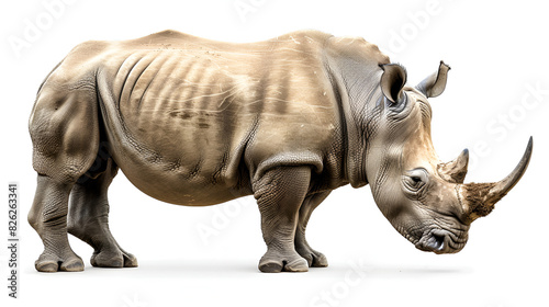 Rhinoceros side view isolate on white background  rhino cutout isolated on white  side view Generative AI 