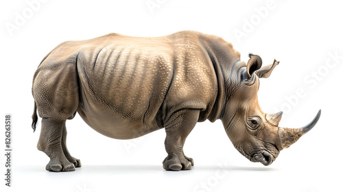 Rhinoceros side view isolate on white background  rhino cutout isolated on white  side view Generative AI 