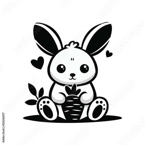 Rabbit logo vector logo design, illustration, silhouette