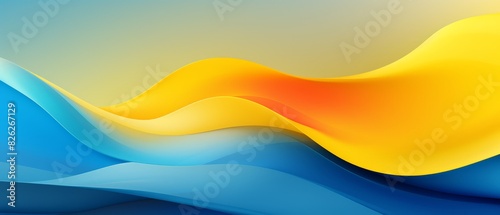 Yellow and blue abstract waves background with copy space,