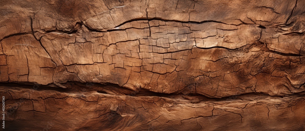 Detailed tree bark with deep grooves, earthy background Detailed tree bark with deep grooves, earthy background