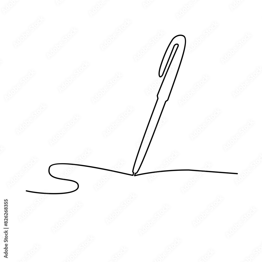 One continuous line drawing of pen