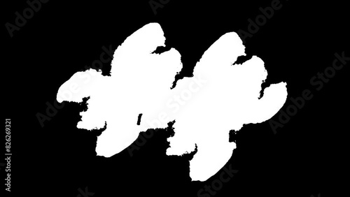 Grunge Paint Brush Stroke Transition on Black Background Abstract Painting Animation for 4K Video Editing