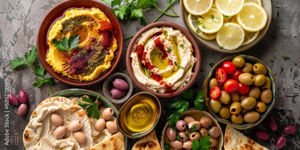 A table with a variety of Indian food, including rice, curry, and spices generated by AI A table with a variety of Indian food, including rice, curry, and spices generated by AI