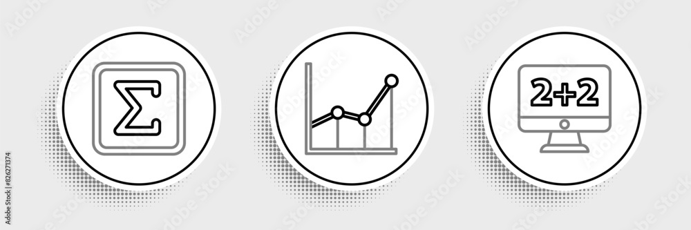 Set line Equation solution, Sigma symbol and Graph, schedule, chart, diagram icon. Vector Set line Equation solution, Sigma symbol and Graph, schedule, chart, diagram icon. Vector