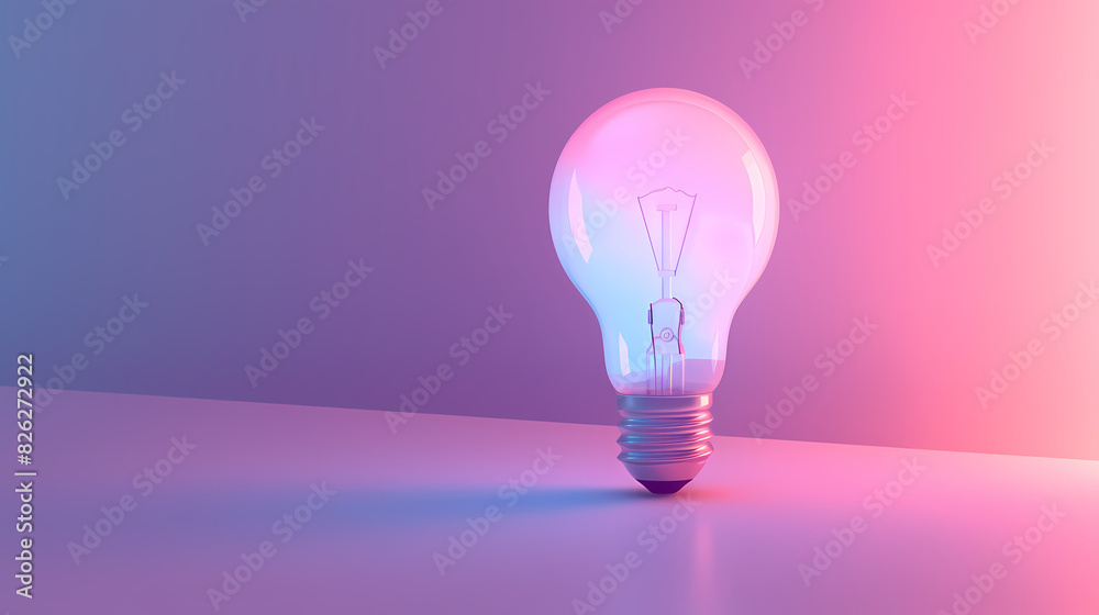 Light bulb glowing on pink background