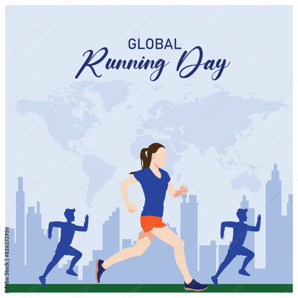 Vector illustration Running Day, post banner editable template Vector illustration Running Day, post banner editable template