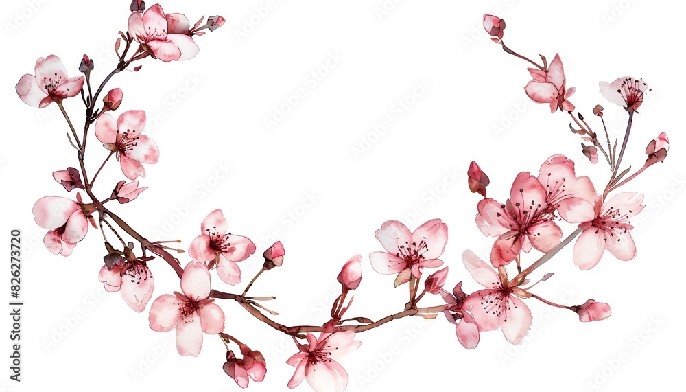 A beautiful watercolor painting of a cherry blossom branch A beautiful watercolor painting of a cherry blossom branch