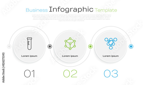 Set line Test tube, Molecule and . Business infographic template. Vector