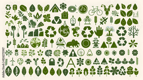 big vector set of Eco icons huge pack of ecology, Generative Ai