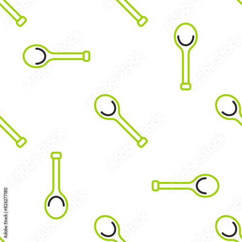 Line Sauna ladle icon isolated seamless pattern on white background. Vector