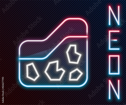 Glowing neon line Ground icon isolated on black background. Colorful outline concept. Vector