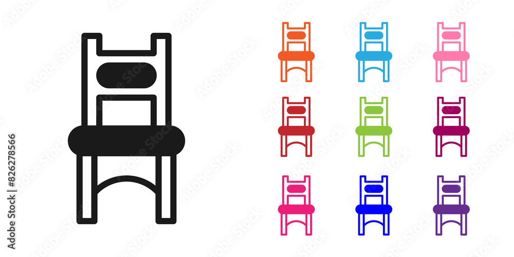 Black Chair icon isolated on white background. Set icons colorful. Vector Black Chair icon isolated on white background. Set icons colorful. Vector
