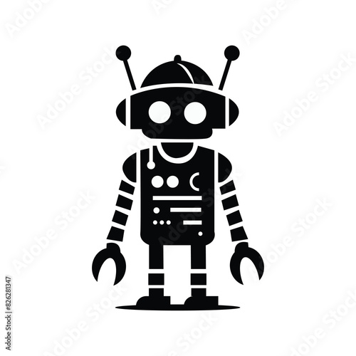 Robot logo vector logo design, illustration, silhouette