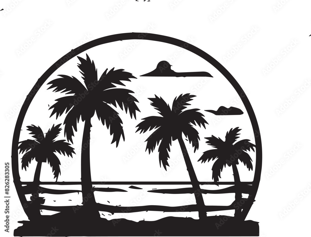 Obraz premium Beach Silhouette Vector Illustration