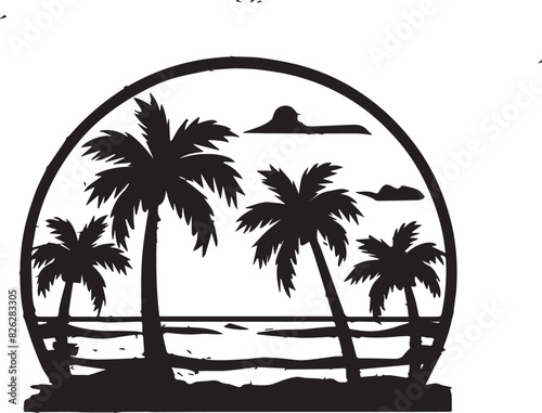 Beach Silhouette Vector Illustration