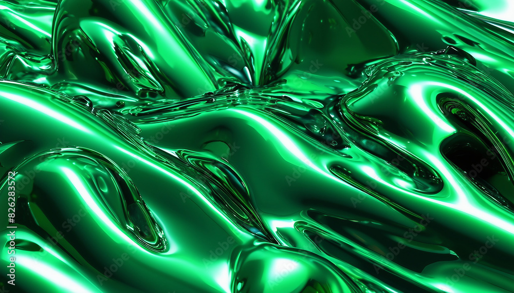 Y2K Melty green chrome shapes isolated. Spilled liquid metal drops. Futuristic metallic puddles Y2K Melty green chrome shapes isolated. Spilled liquid metal drops. Futuristic metallic puddles