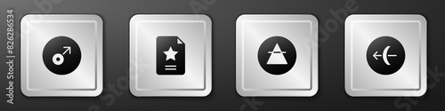 Set Mars symbol, Star constellation zodiac, Air element and Sagittarius icon. Silver square button. Vector