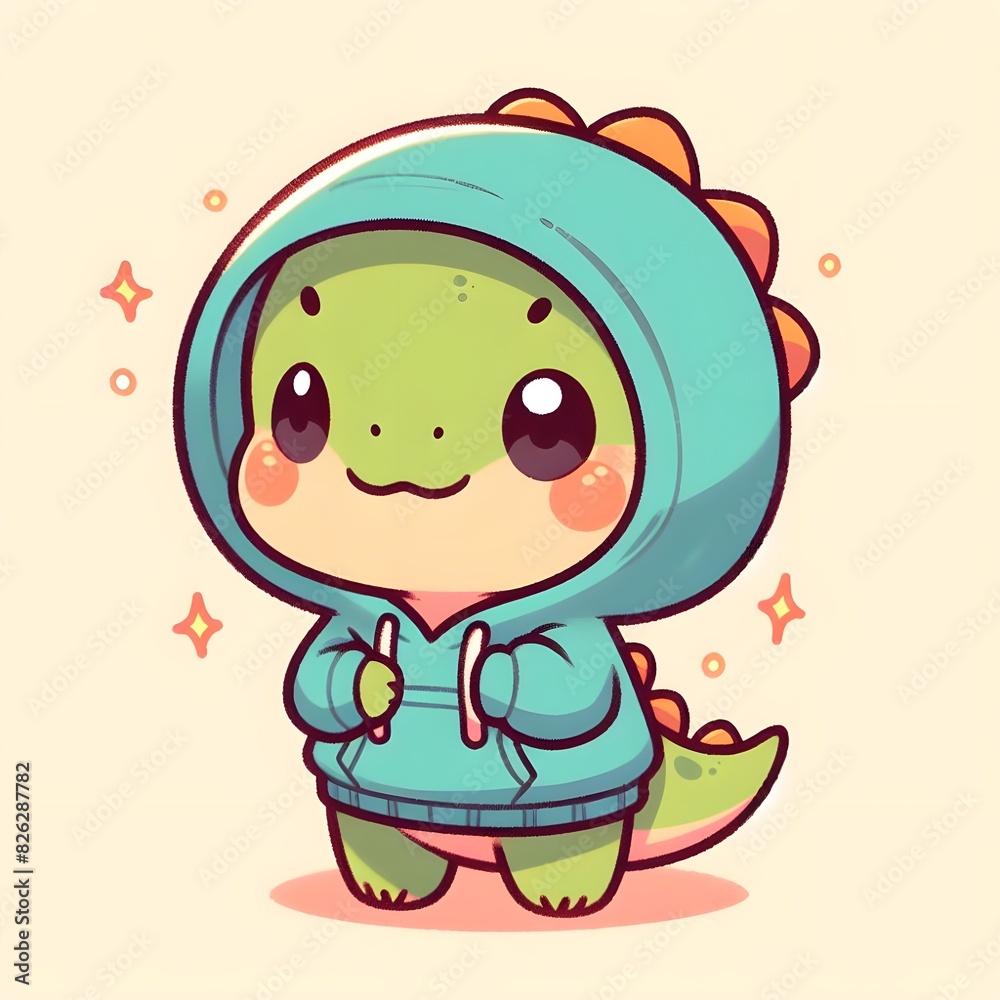 AI generated illustration of a cartoonish dinosaur in a fluffy dragon costume AI generated illustration of a cartoonish dinosaur in a fluffy dragon costume