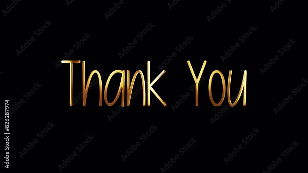 Loop of Thank you golden text shine with light effect animation on black abstract background. Isolated transparent with alpha channel Quicktime prores 444. Loop of Thank you golden text shine with light effect animation on black abstract background. Isolated transparent with alpha channel Quicktime prores 444.