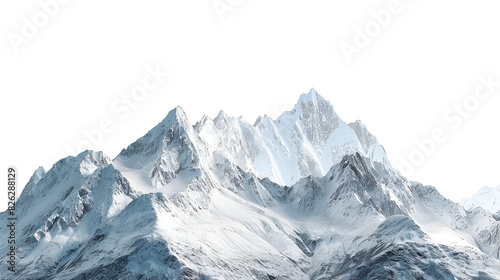 Snow-capped mountains isolated on transparent background