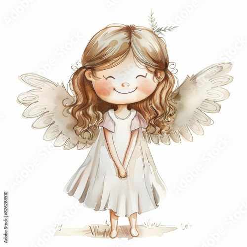 Obraz na płótnie Cute cartoon character angel with wings. Nursary art. w salonie