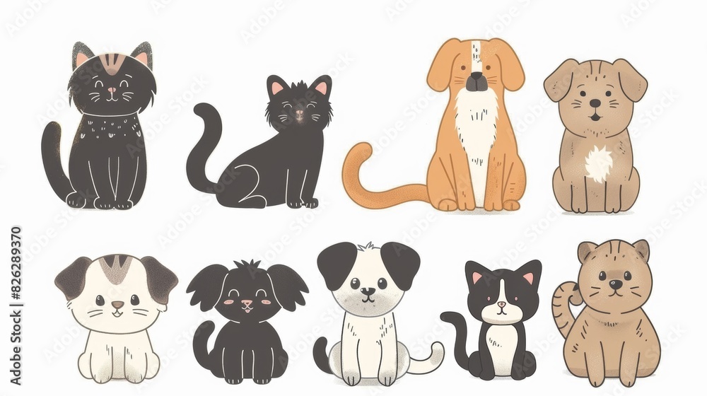 Vector illustration collection of cute dog