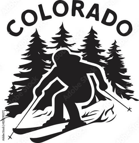 Colorado Ski Vector Illustration