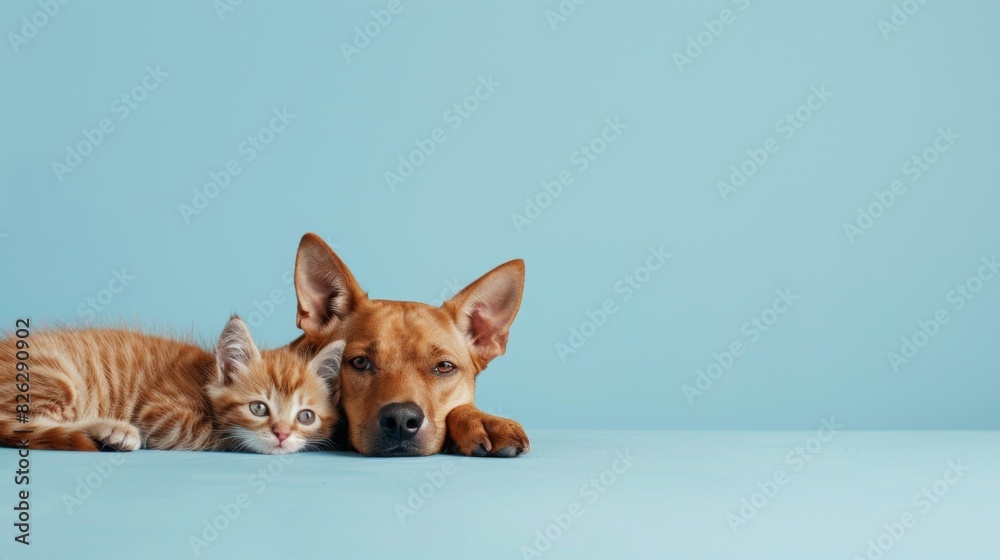 Cute dog and cat with plain background. Cute dog and cat with plain background.
