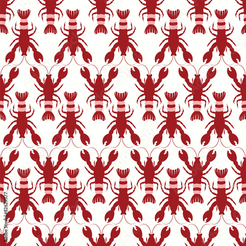  lobster seamless pattern in vector