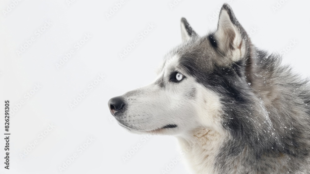 Portrait of a Husky dog over plain background