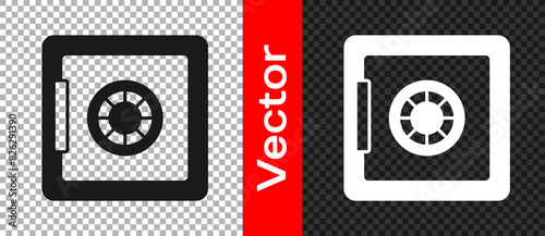 Black Safe icon isolated on transparent background. The door safe a bank vault with a combination lock. Reliable Data Protection. Vector