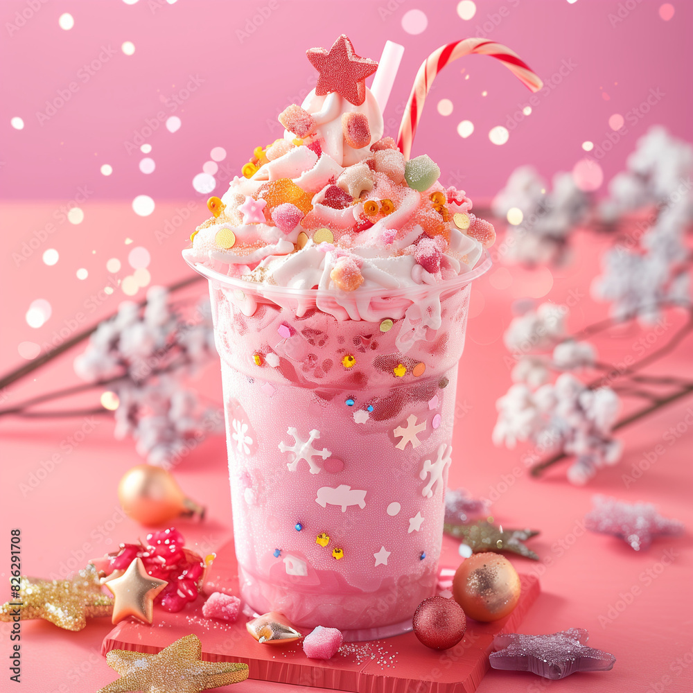 Dessert Pink Ice cream Christmas Dessert Pink Ice cream Christmas