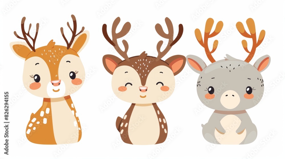 Deer. Flat vector illustration of cute animal. Baby nursery art. Deer. Flat vector illustration of cute animal. Baby nursery art.
