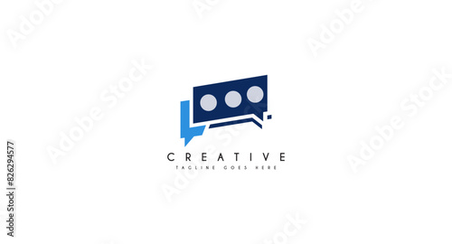 Blank Rectangle Message Bubble Chat with Talk Typography Lettering logo design