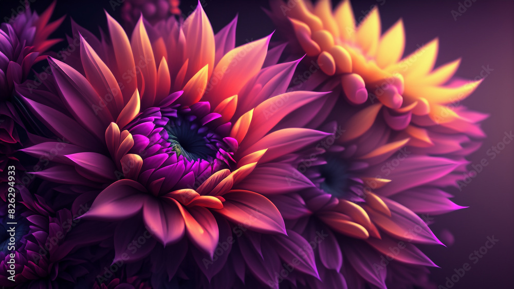 Beautiful fantasy wallpaper with botanical flower background  