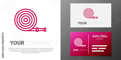 Logotype line Fire hose reel icon isolated on white background. Logo design template element. Vector