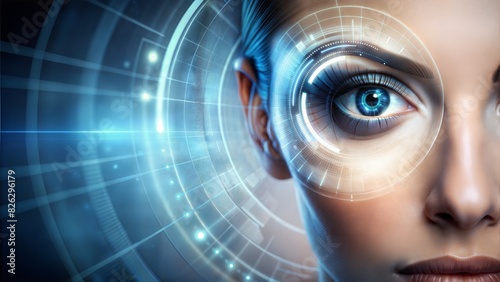 3d rendering of face of artificial intelligence with woman face in technology concept.