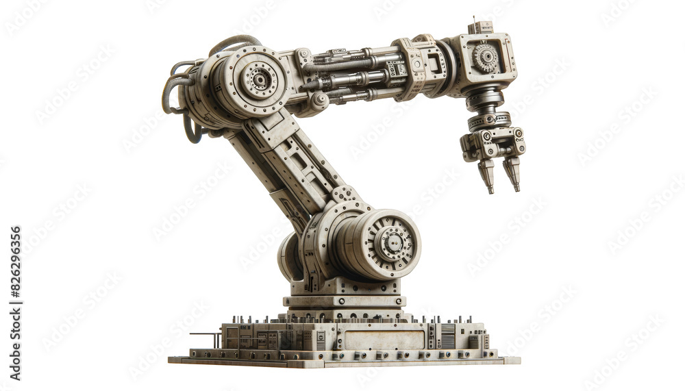 Industrial robot arm cut out transparent isolated on white background PNG file Industrial robot arm cut out transparent isolated on white background PNG file