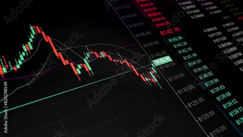 Trading screen of online investing platform updating stock market graph chart investment trading